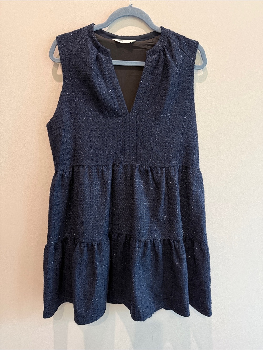 Amanda Uprichard Sleeveless Navy Tweed Tiered Women's Dress